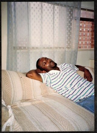 Vintage Photograph African American Man Sleeping In Bed