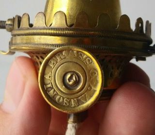 Vintage 19th C.  1 Ansonia Brass Co.  Oil Kerosene Lamp Set Screw Burner LOOK 3