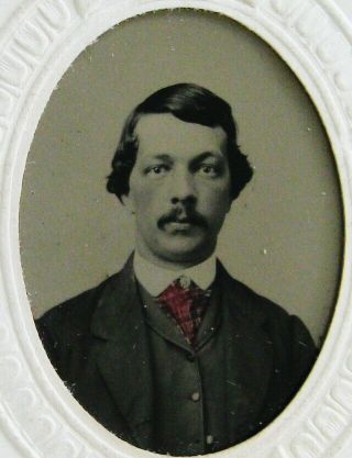 Antique Civil War Era Tintype Photo Of Handsome Dapper Charles Moyer Tax Stamp