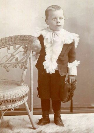 Antique Cabinet Photo Adorable Little Victorian Boy W Ruffled Shirt Grafton Nd