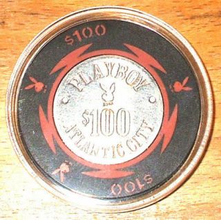 (1) $100.  Playboy Casino Chip - 1981 - Atlantic City,  Jersey - Bud Jones - Red