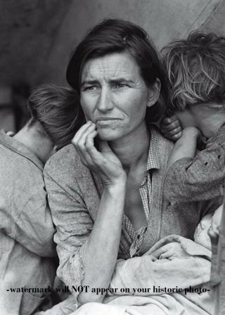 Famous 1936 Migrant Mother Photo,  Great Depression Farmers Dust Bowl California
