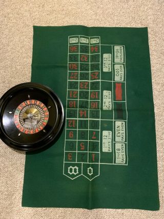 Vintage Roulette Wheel Josa Games " Good Luck Brand " Usa - W/ Felt