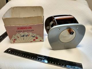Vintage Johnson Vintage Card Shuffler Model 27 Wood Handles