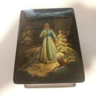 Vintage Russian Lacquer Box Artist Signed W/ Papers Pegockuno