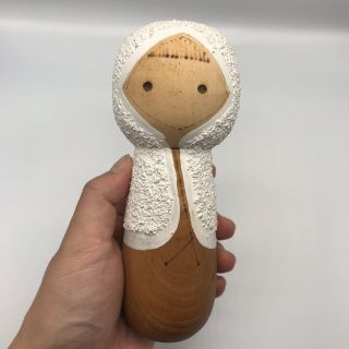 Japanese Japan Sosaku Kokeshi Doll 6.  10 inches 15.  5 cm Kuribayashi Issetsu 3