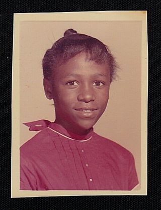 Vintage Photograph Adorable Little African American Girl In Red Dress