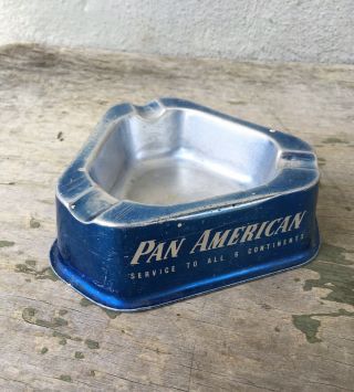 Vintage 1950’s Pan Am Airlines Blue Metal Ashtray Arsmetallo Carvico Made Italy