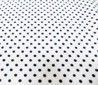 7 Yds Vintage Flocked White Navy Blue Dotted Swiss Fabric Cotton 43 " Wide