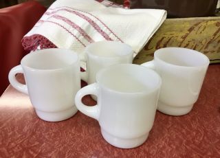 Vintage Anchor Hocking Coffee Mug Fire King Milk Glass C Handle Usa