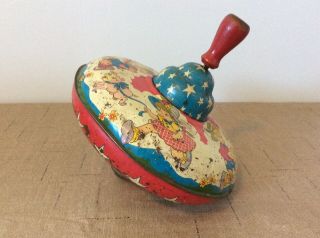 Vintage Ohio Art Outer Space Litho Tin Toy Spinning Top 1950 