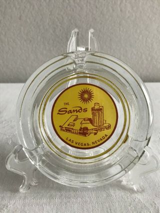 The Sands Hotel Las Vegas Nevada Vintage Clear Glass Ashtray.