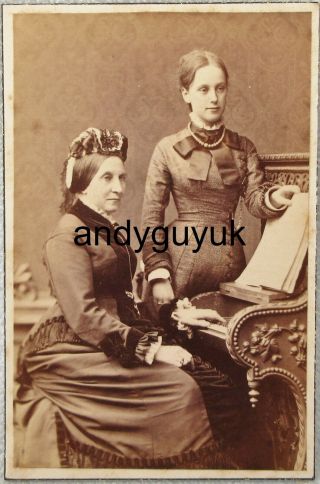 Antique Albumen Photo Lady At Piano Musical Instrument Victorian