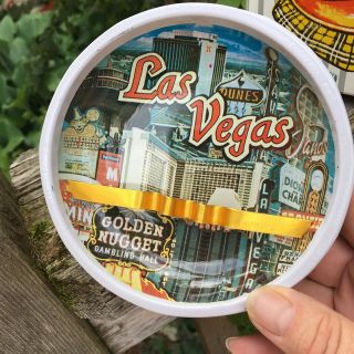 NOS Vtg Las Vegas Nevada Golden Nugget Gambling Hall Green Plaid Beanbag Ashtray 2