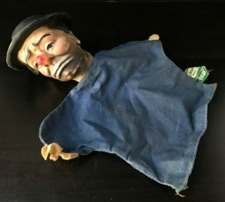 Vintage Emmett Kelly Weary Willie Clown Hand Puppet Cloth & Tag 1950s