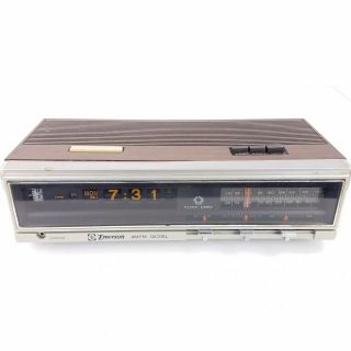 Vintage Emerson R5100a Wood Grain Rolling Flip Clock Alarm Radio Huge
