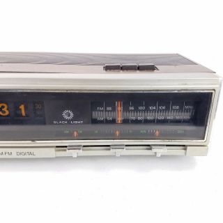 Vintage Emerson R5100A Wood Grain Rolling Flip Clock Alarm Radio HUGE 3
