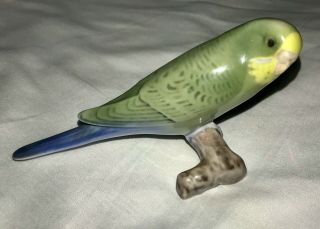 Vintage Bing & Grondahl B&g Porcelain Figurine - Green Parakeet Bird 2341