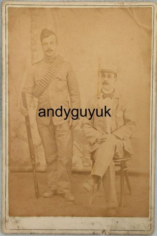 Cabinet Card Soldier Rifle Egypt Antique Photo Victorian Military