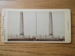 Egyptian Obelisk Central Park N.  Y.  Stereoview By Alfred S.  Campbell.  1896