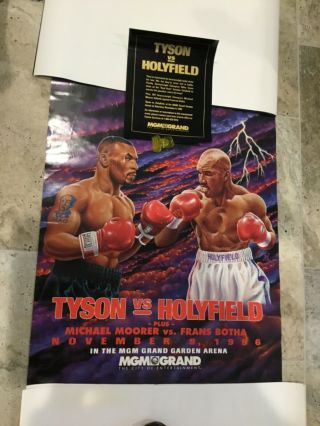 Vintage Nov.  9,  1996 “tyson Vs.  Holyfield “ Poster With Fight Invitation From Mg