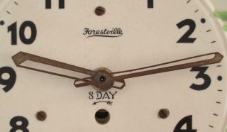 Vintage Forestville Ceramic Kitchen Wall Clock Art Deco 1930s Jadite Green White 2