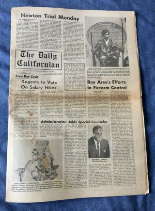 1968 Daily Californian Uc Berkeley Newspaper Black Panther Huey Newton Trial,