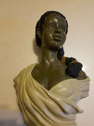 Vintage African Woman Sculpture Art Head Statue Dark Beauty " She 