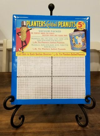 Vtg Planters Cocktail Peanuts Punch Board Game Stimulator Gambling Mr.  Peanut