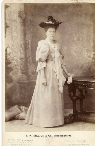 Victorian Cabinet Photograph Card Of Well Dressed Lady By R.  H Macy Hampstead