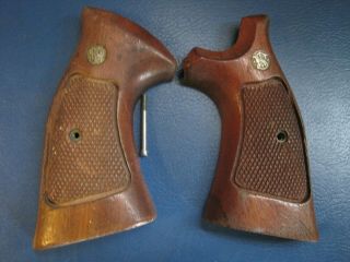 Vintage Wooden Smith & Wesson Pistol Grips