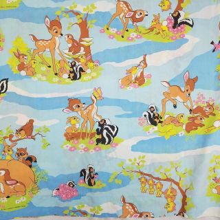 Vintage Sears Walt Disney Bambi & Friends Full Double Flat Sheet Fabric Crafts