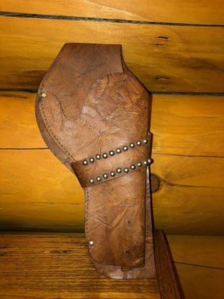 Vintage Leather Toy Cap Gun Holster Length 11 " 5 1/2 " Width Western Theme