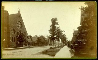 1870’s Cabinet Card Photograph Marquette Mi Church Street View