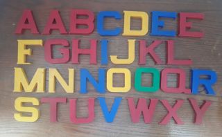 18 Vintage Ideal Toy Hard Plastic Alphabet Letters Red Blue Yellow Incomplete 2 "