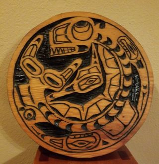 Vintage Native American Pacific Northwest Coast Wood Relief Carving 13 "