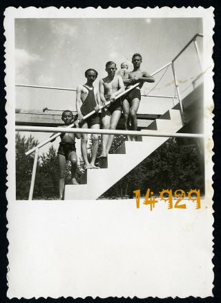 Vintage Photograph,  Shirtless Boys Posing In Swimsuit,  Beach 1930’s Hungary