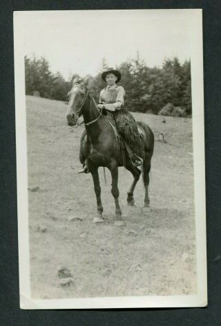 Vintage Photo Cowboy W/ Chaps Riding On Horse 385116