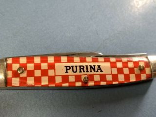 Vintage Advertising Purina Checkerboard 3 Blade Pocket Knife By Kutmaster Usa