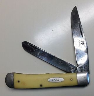 Vintage 6 Dot 1984 Case Xx Usa 3254 Trapper Knife 2 - Blade Flat Yellow 4 1/4 "