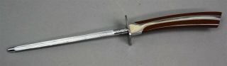 Deluxe 8 " Steel Rod Knife Sharpener Hone Tool Inlaid Steel Wood Handle