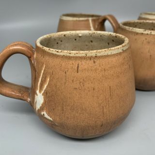 Vintage Studio Pottery Mugs Hand Thrown Signed Set Of 4