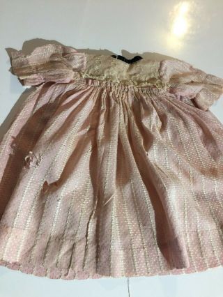 Antique Silk Dress For French Doll Jumeau Steiner Size 7 - 8