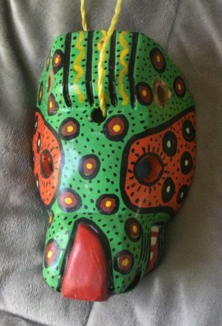 Tribal Rainforest Wooden Hand - Carved Wall Hanging Guatemalan Mask - No Ears