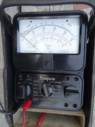 Very Good Simpson 260 Series Analog Volt Ohm Meter W Case And Leads