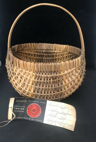 Cherokee Indian Arts And Crafts White Oak Basket Authentic