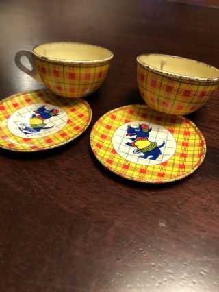 J Chein & Co Vintage Tin Children’s Tea Cups And Saucers