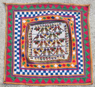 27 " X 26 " Handmade Bead Embroidery Old Tribal Ethnic Wall Hanging Decor Tapestry