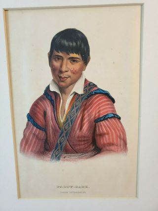 1844 Mckenney Hall Hand Colored Print Native American Indian Paddy - Carr No Res