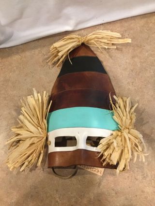 Handmade Navajo Native American Leather Mask " Corn Clown "